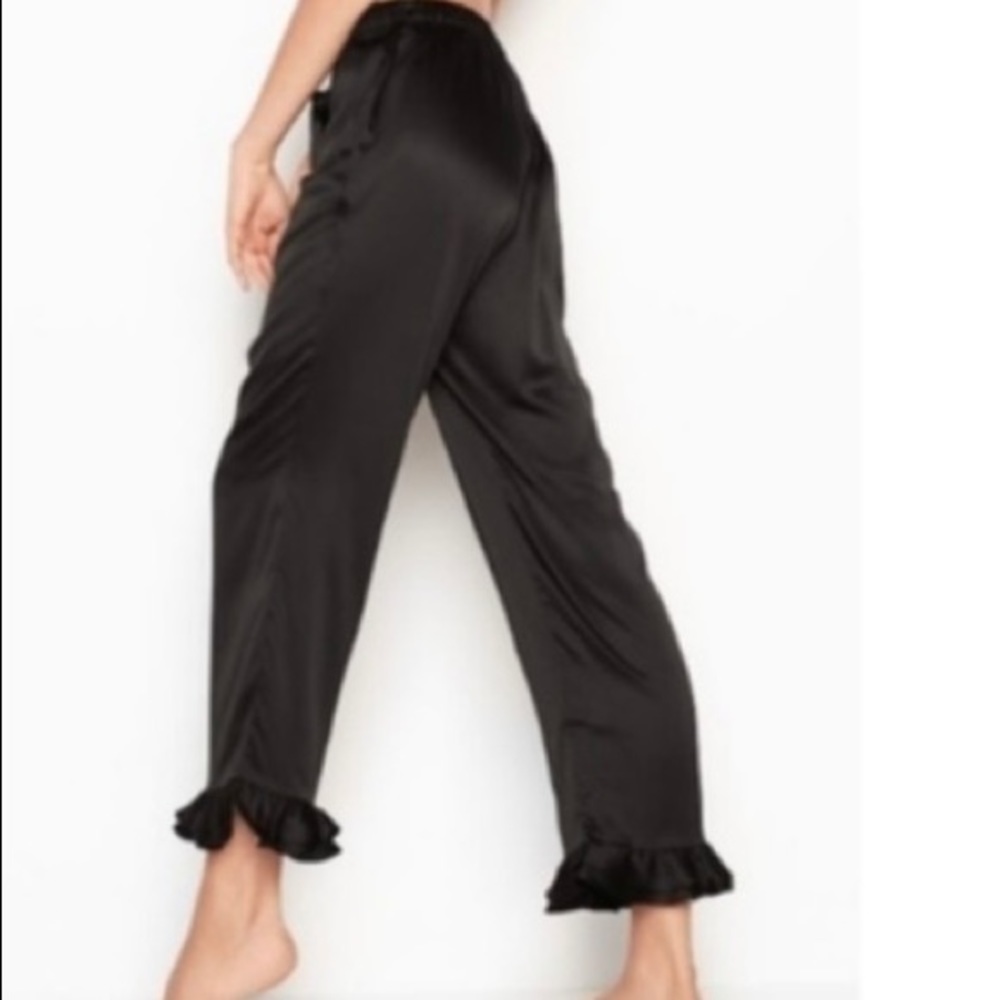 Victoria's Secret Intimates & Sleepwear Satin Ruffles hem women’s Pants  Black